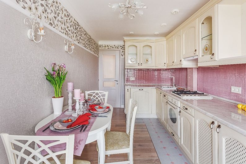 Kusina 11 sq.m. sa istilong Provence - Disenyo ng Panloob