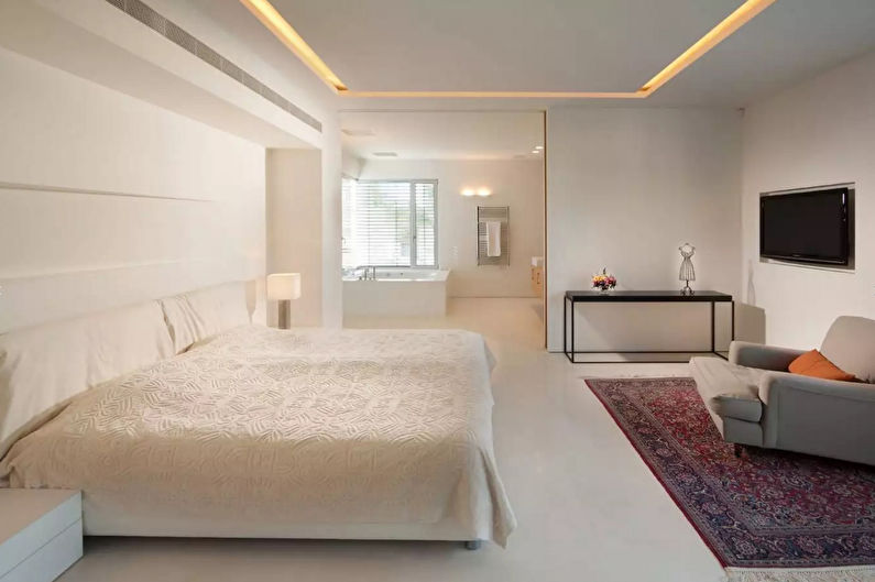 Lighting and lighting of the plasterboard ceiling in the bedroom