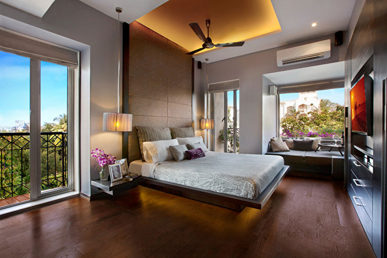 Lighting and lighting of the plasterboard ceiling in the bedroom