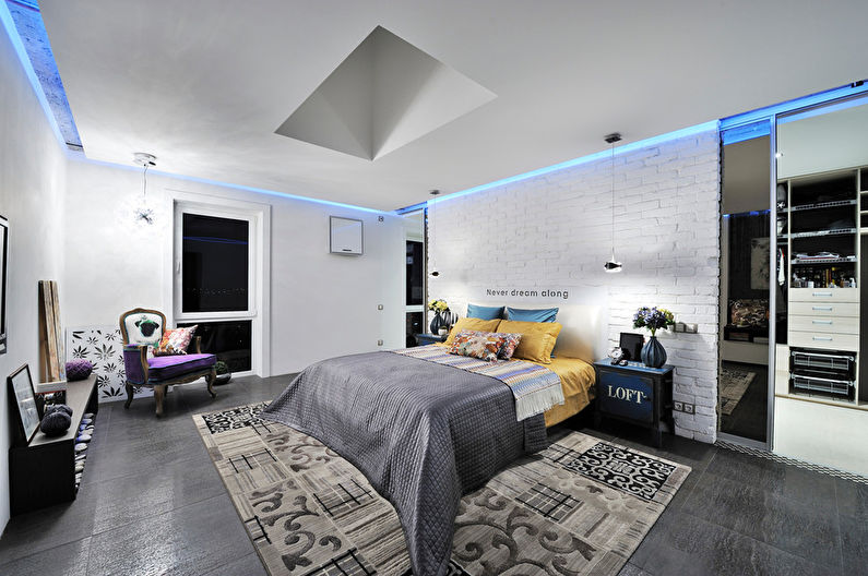 Drywall ceiling in the bedroom - photo