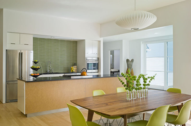 Colore pistacchio all'interno della cucina - Foto di design