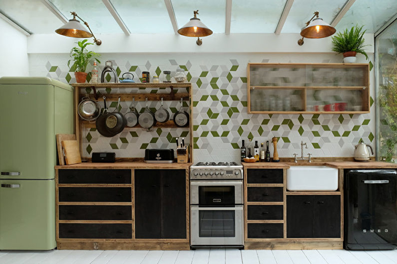 Colore pistacchio all'interno della cucina - Foto di design