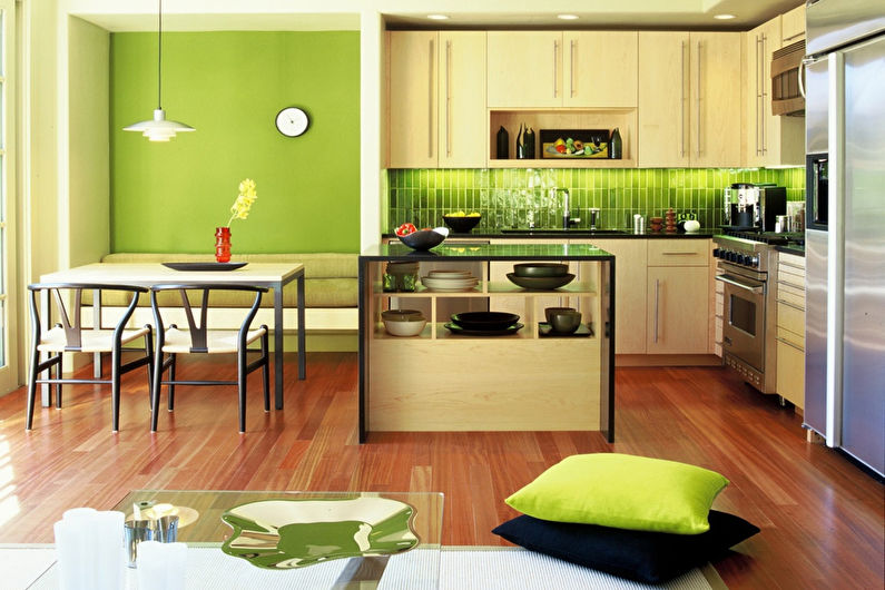 Colore pistacchio all'interno della cucina - Foto di design