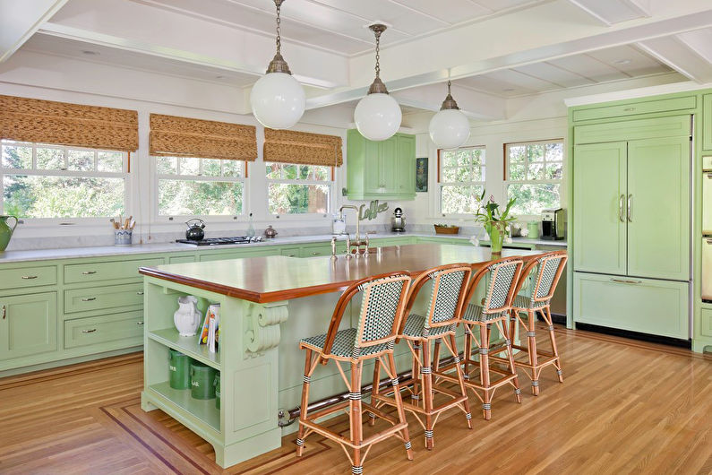Colore pistacchio all'interno della cucina - Foto di design