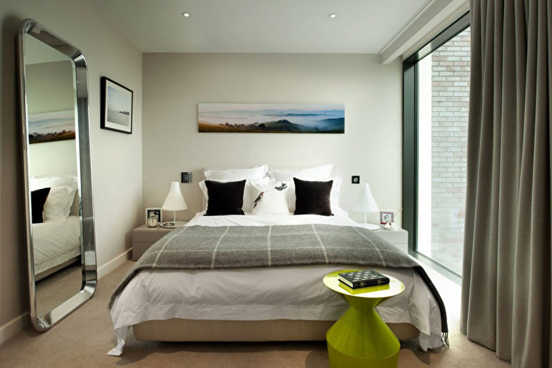 Colore pistacchio all'interno della camera da letto - Foto di design