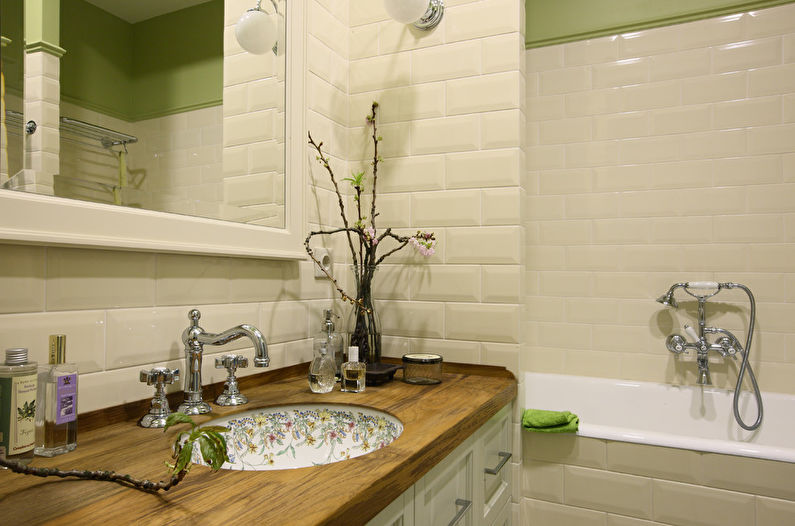 Colore pistacchio all'interno del bagno - Foto di design