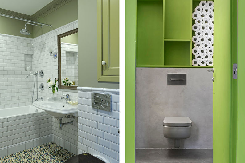 Colore pistacchio all'interno del bagno - Foto di design