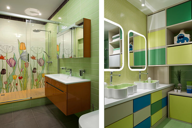 Colore pistacchio all'interno del bagno - Foto di design