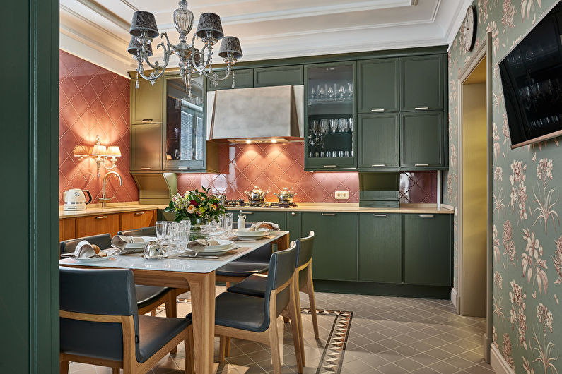 Interior design kitchen in the neoclassical style - photo