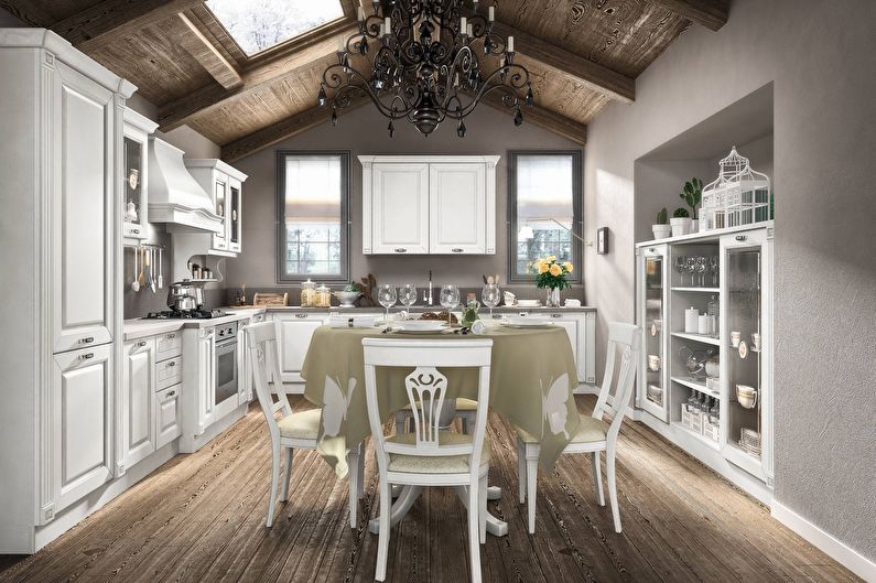 Interior design kitchen in the neoclassical style - photo