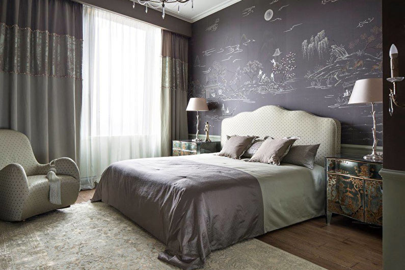 Interior design bedroom in the neoclassical style - photo
