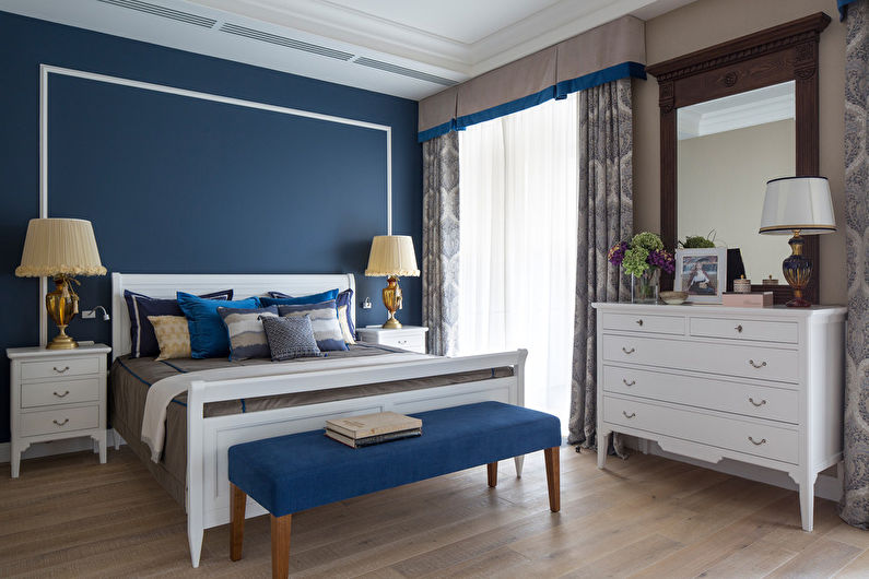 Interior design bedroom in the neoclassical style - photo