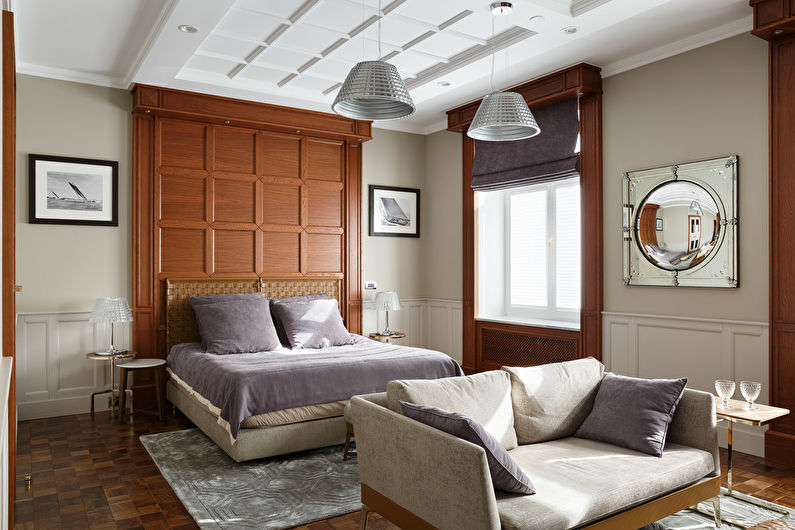 Interior design bedroom in the neoclassical style - photo