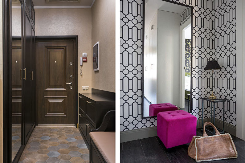 Interior design of the hallway in the neoclassical style - photo