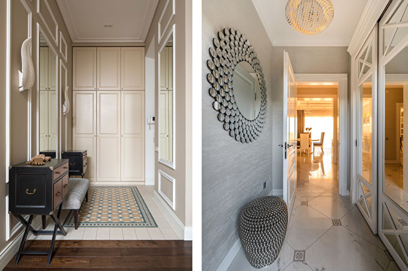 Interior design of the hallway in the neoclassical style - photo