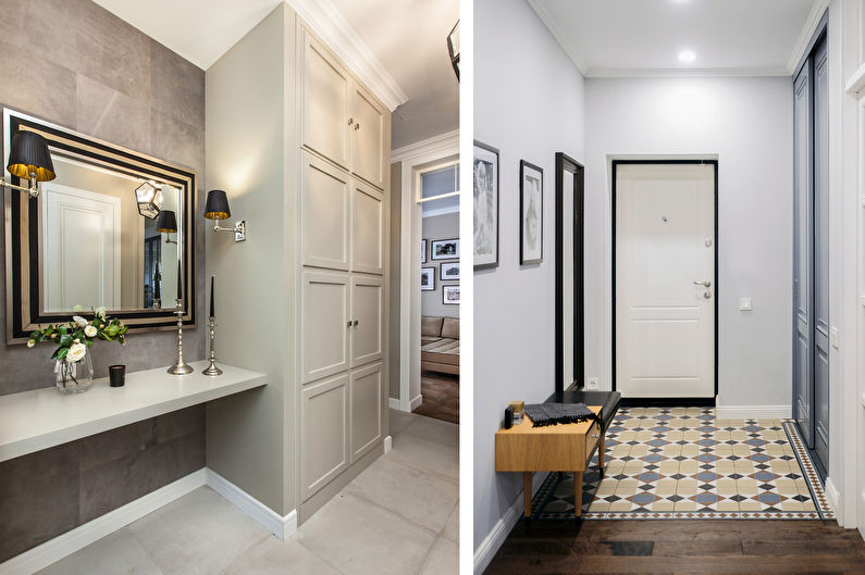 Interior design of the hallway in the neoclassical style - photo