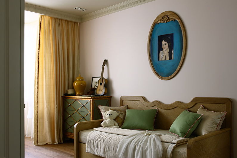 Interior design of a children's room in the neoclassical style - photo