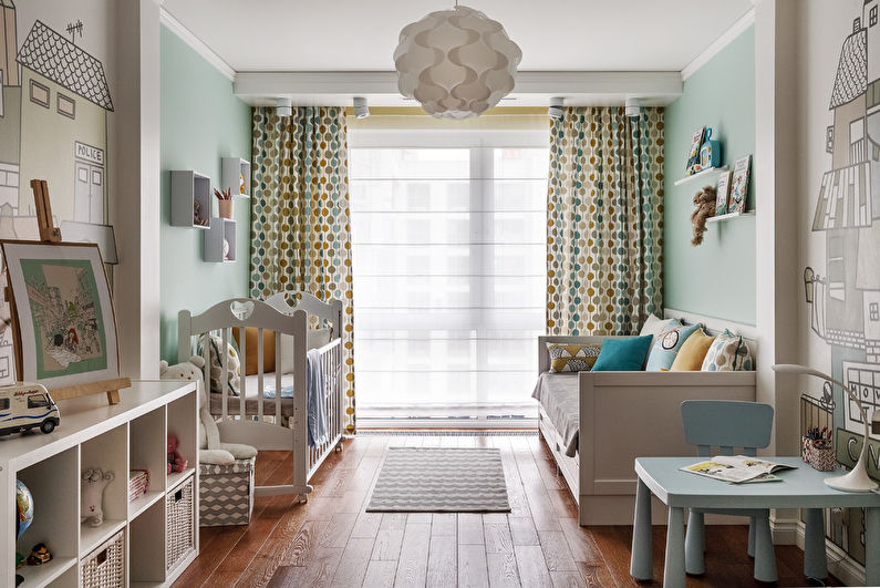Interior design of a children's room in the neoclassical style - photo