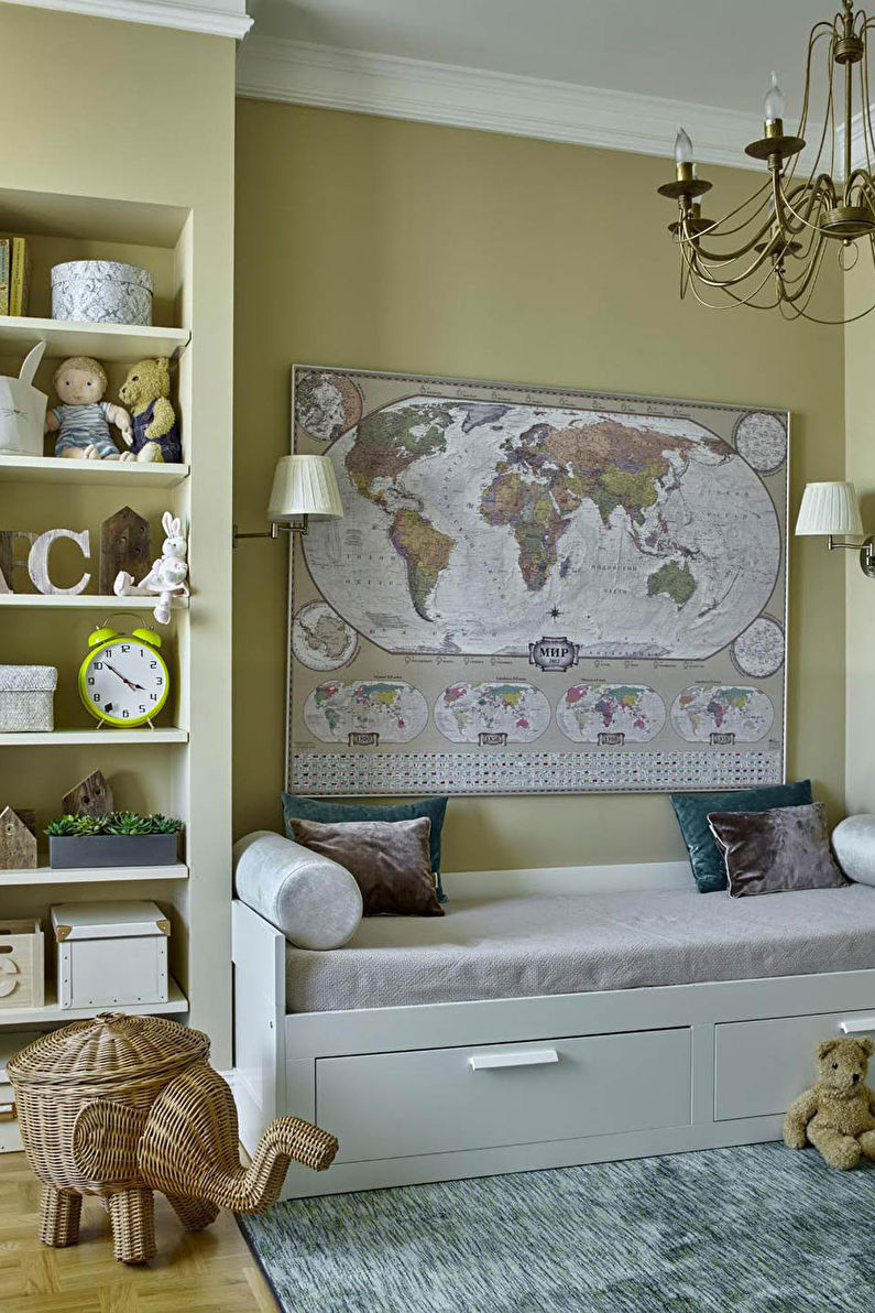 Interior design of a children's room in the neoclassical style - photo