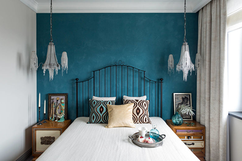 Bedroom design 10 sq.m. - Decor and textiles
