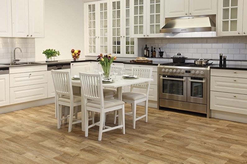 Kitchen design 10 sq.m. - floor finish