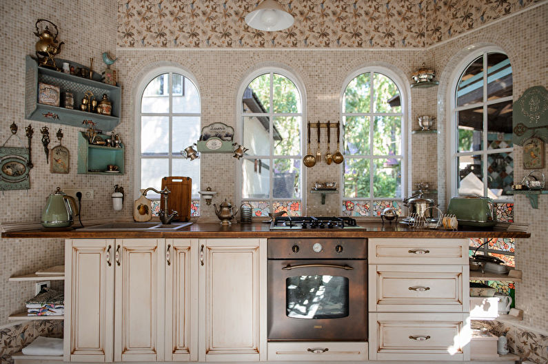 Interior design kitchen in the style of shabby chic - photo
