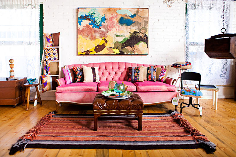 Interior design living room in the style of shabby chic - photo