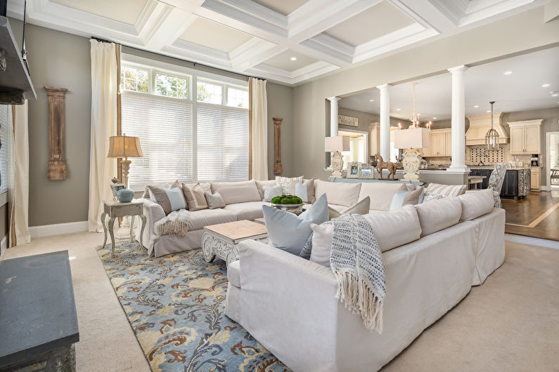 Interior design living room in the style of shabby chic - photo