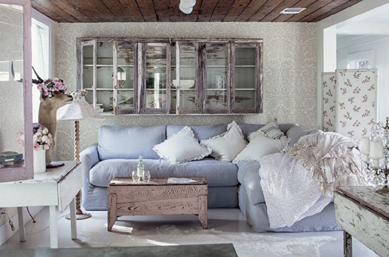Interior design living room in the style of shabby chic - photo