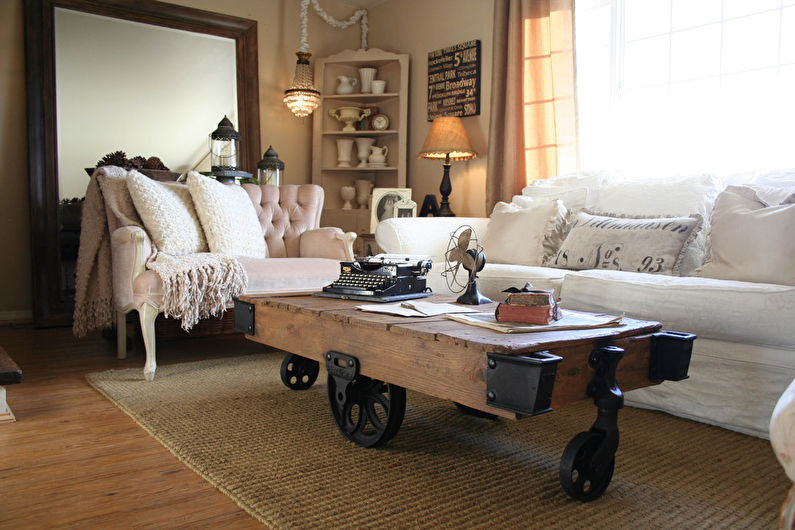 Interior design living room in the style of shabby chic - photo