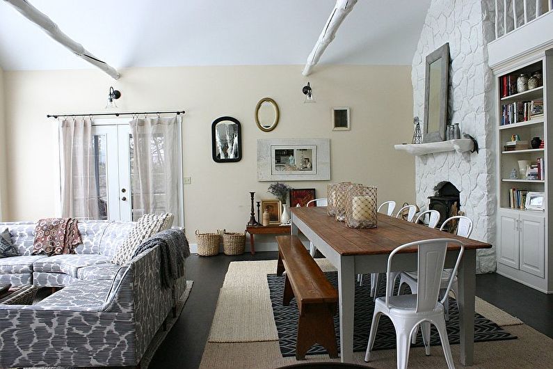 Interior design living room in the style of shabby chic - photo