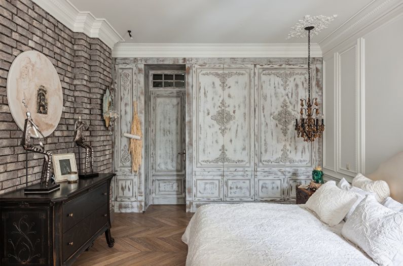Interior design bedroom in the style of shabby chic - photo