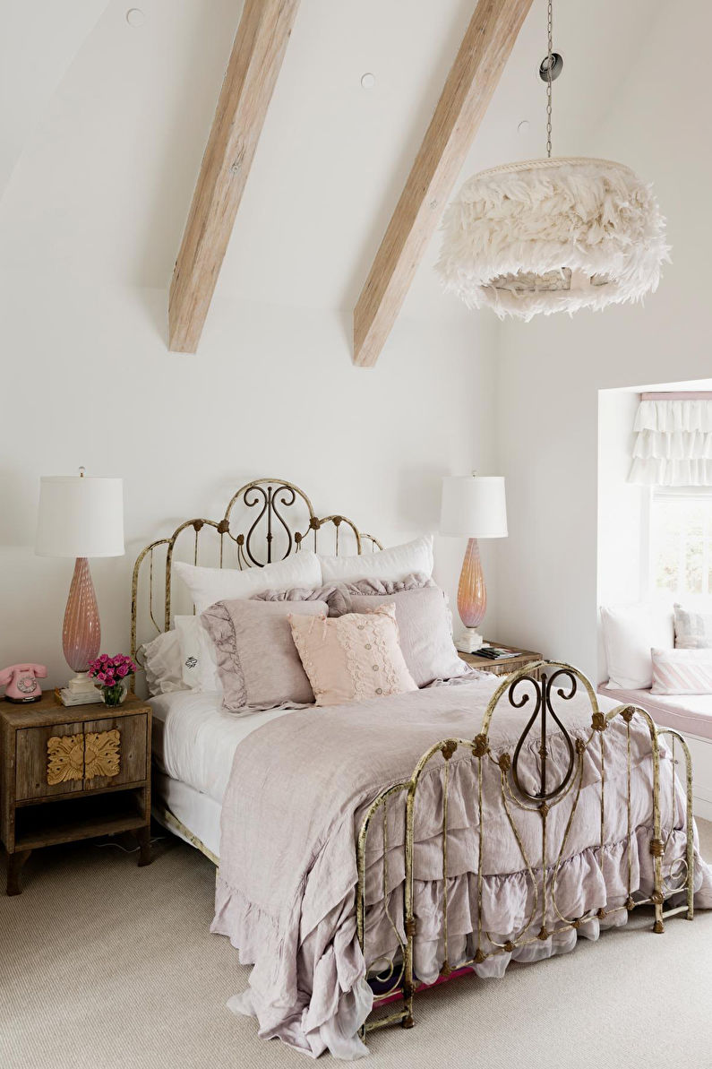 Interior design bedroom in the style of shabby chic - photo