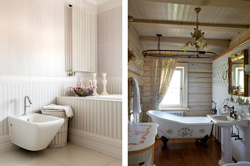 Interior design of a bathroom in the style of shabby chic - photo