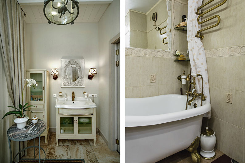 Interior design of a bathroom in the style of shabby chic - photo