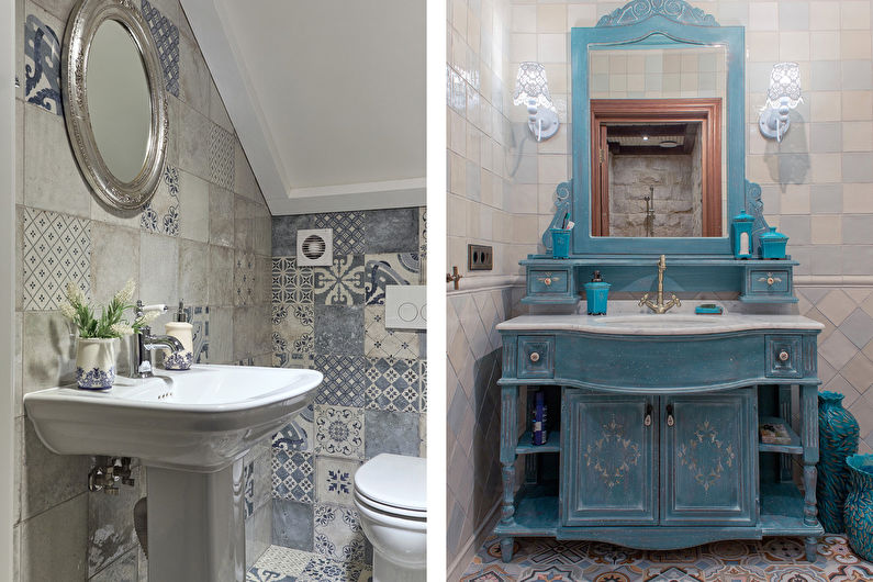 Interior design of a bathroom in the style of shabby chic - photo