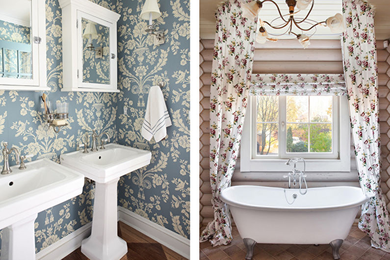 Interior design of a bathroom in the style of shabby chic - photo