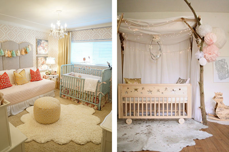 Interior design of a baby room in the style of shabby chic - photo
