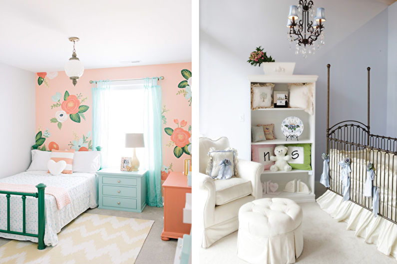 Interior design of a baby room in the style of shabby chic - photo