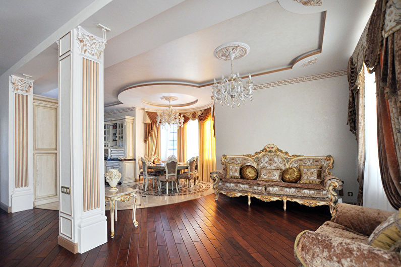 Plasterboard ceiling in the living room - photo