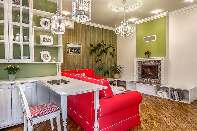Plasterboard ceiling in the living room - photo