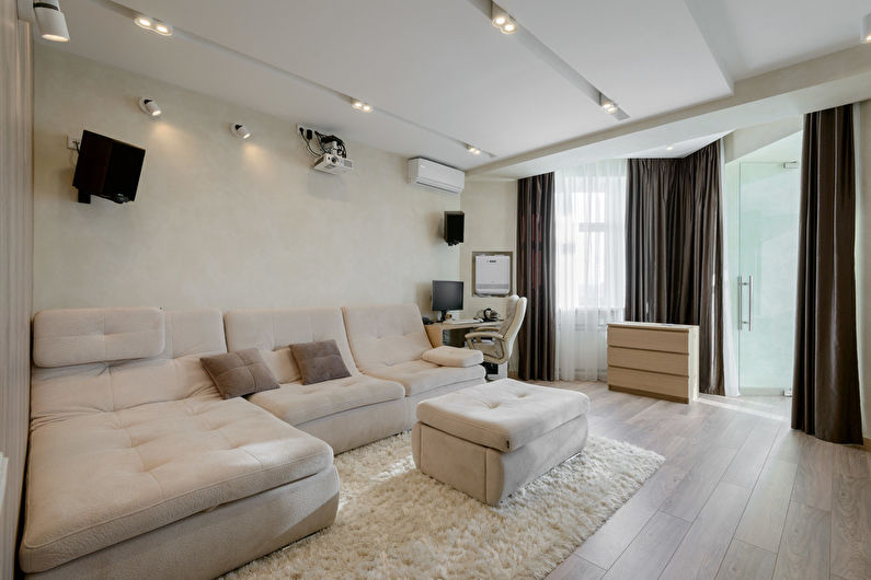 Plasterboard ceiling in the living room - photo
