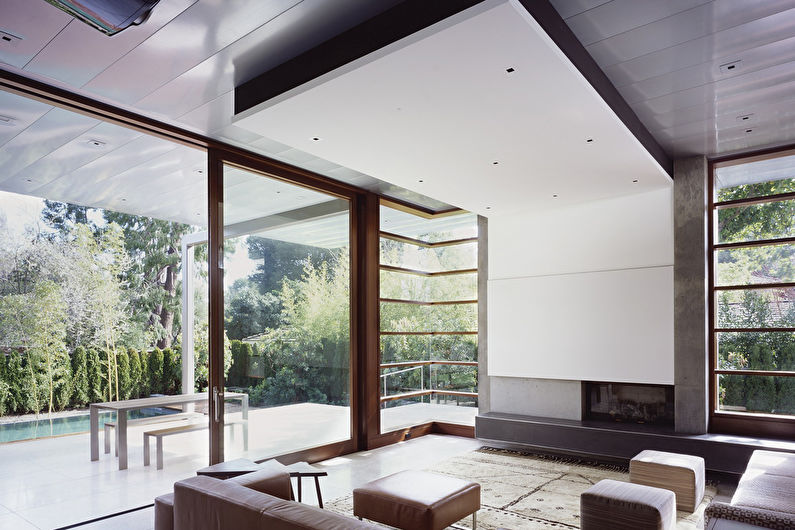 Plasterboard ceiling in the living room - photo