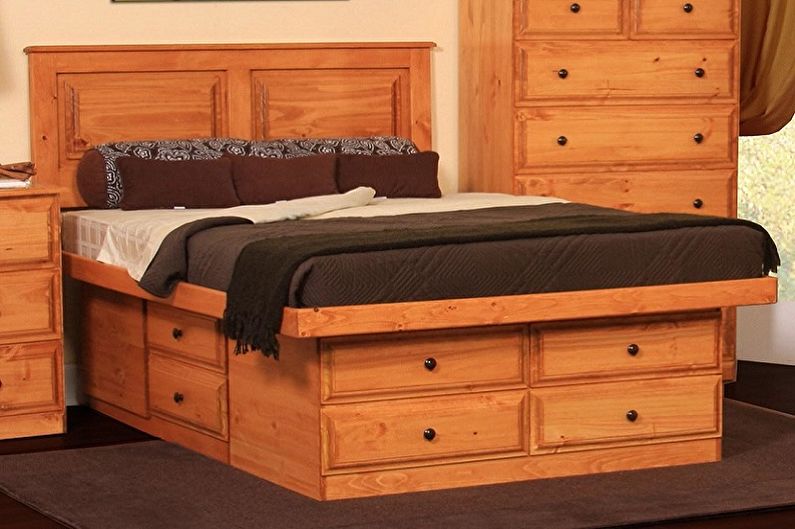 Double bed made of wood