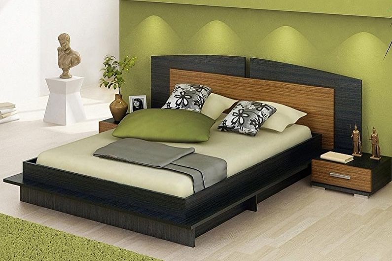 Double bed made of chipboard and MDF