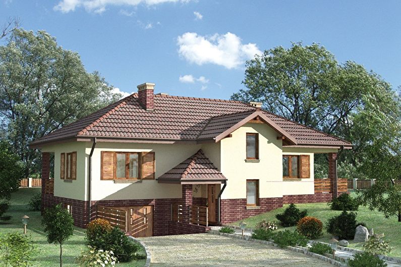 Modern projects of one-story houses with a garage - Garage in the basement