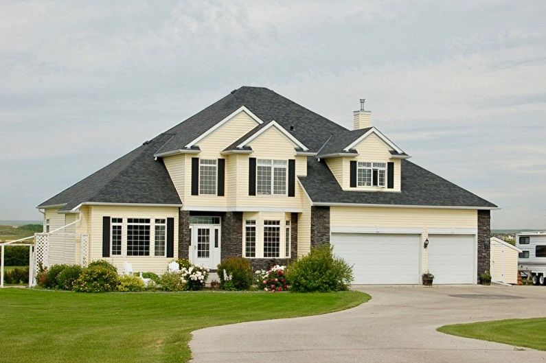 Modern projects of one-story houses with a garage - Attic house with a garage and a basement