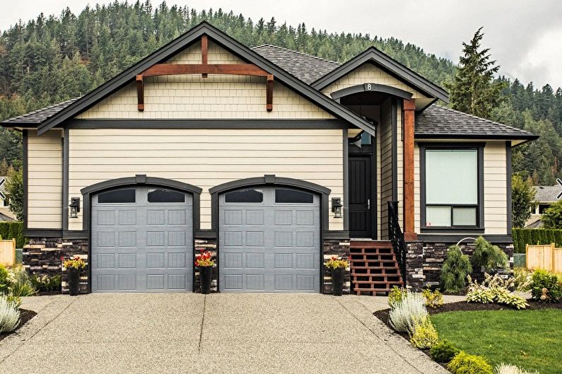 One-storey houses with a garage - photos and projects