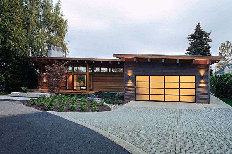 One-storey houses with a garage - photos and projects
