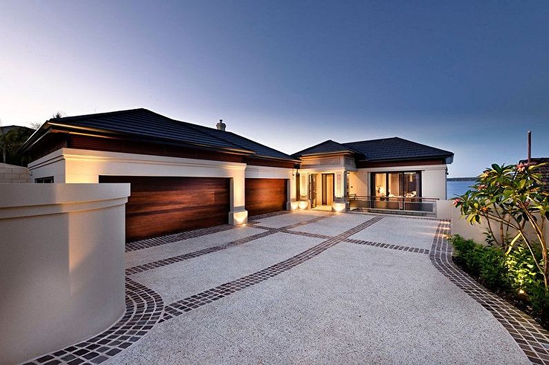 One-storey houses with a garage - photos and projects